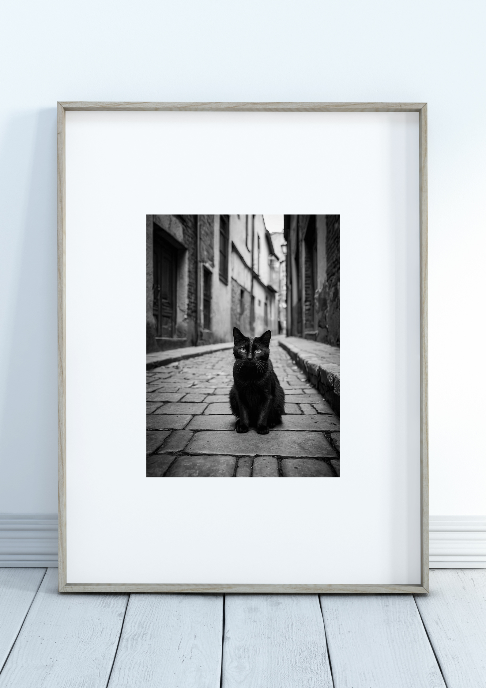 Rätselhafte schwarze Katze – Fine‑Art‑Print