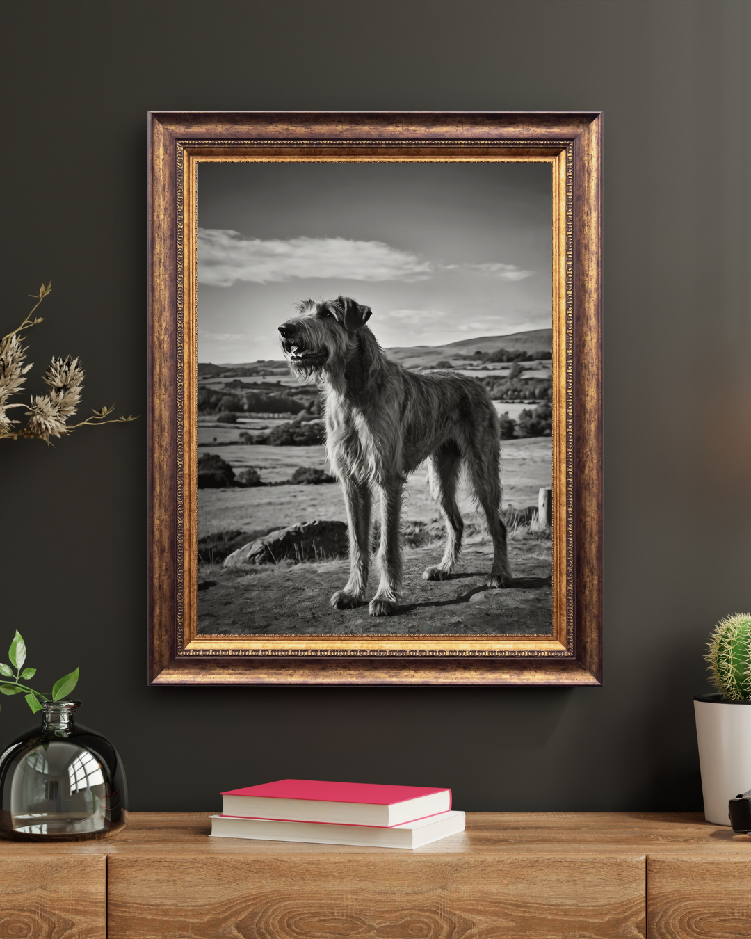 Irischer Wolfshund in malerischer Landschaft