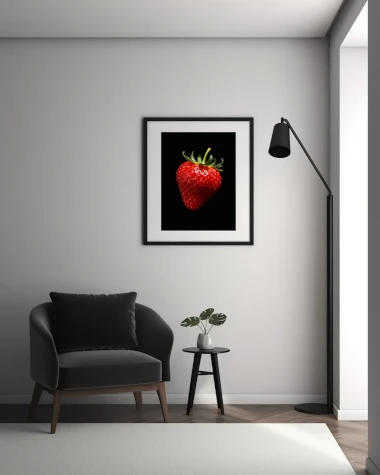 Bright Red Strawberry Macro Photo